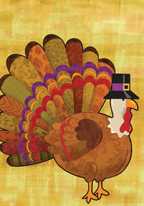 Thanksgiving Pilgrim Turkey Garden Flag