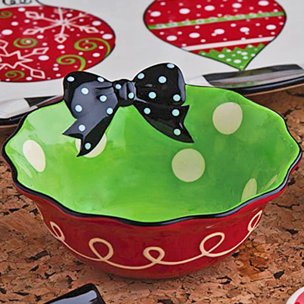 Christmas Holiday Ceramic Bowls Set of 2