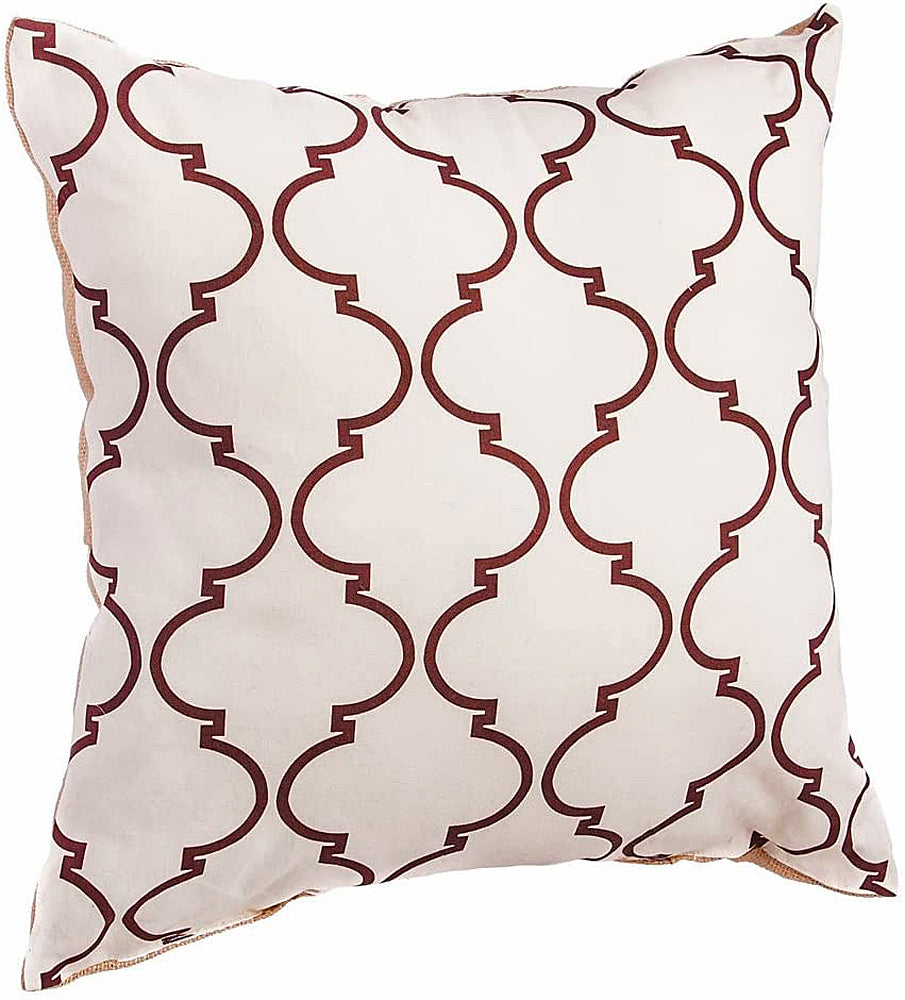 Brown & Off White Quatrefoil Design 18" Throw Pillow