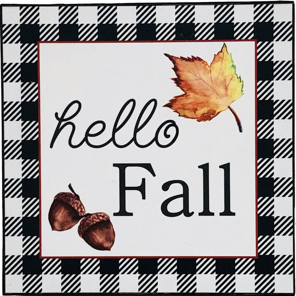 "Hello Fall" Block Plaque