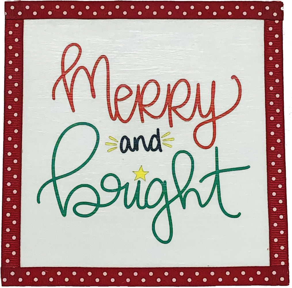 Merry & Bright Christmas Block Plaque