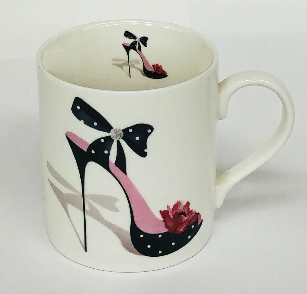 Bone China Coffee Mug With High Heel Design in Round Decorative Box