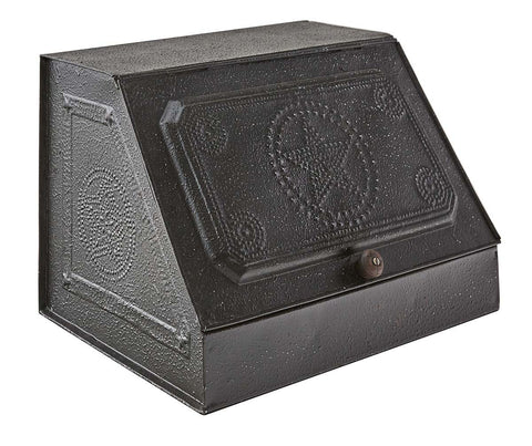 Black Metal Storage Box with Punched Star Design