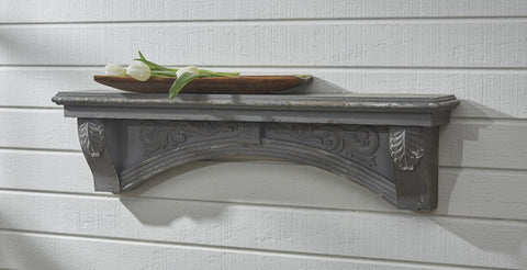 Aged Gray Mantle Style Shelf With Corbels