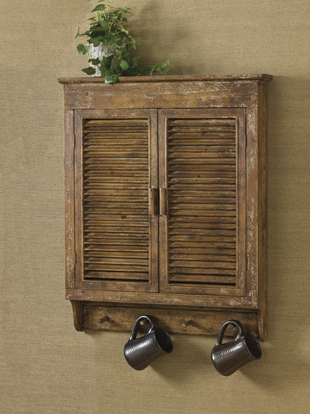 Shabby Chic Distressed Wood Shutter Door Cabinet