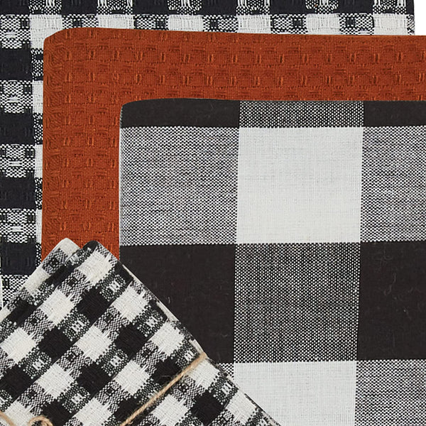 Park Designs Autumn Checkerboard 3 Dishtowel &1 Dishcloth Set