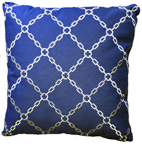 Nautical Themed Navy Blue Embroidered 18" Throw PIllow
