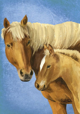Palomino Mare & Foal Large Flag