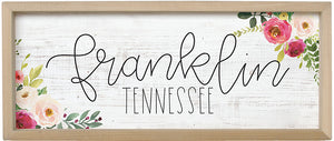 Home Town & State Floral Horizontal Personalized Wood Sign