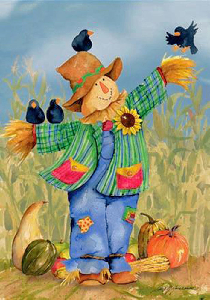 Scarecrow & Crows Garden Flag