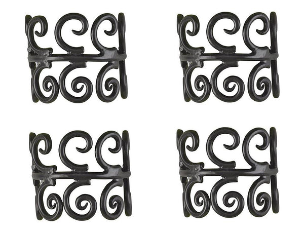 Scrollwork Design Black Napkin Rings Set of 4