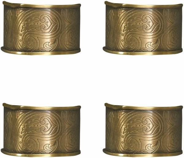 Split P Paisley Design Metal Napkin Rings Set of 4