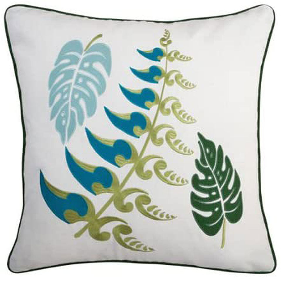 Embroidered Fern 20" Throw Pillow