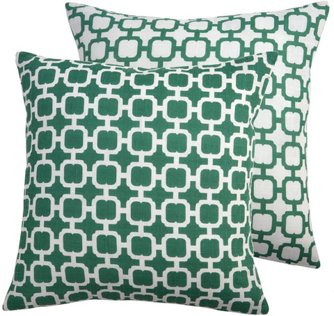 Green Geometric Patterned 16" Throw Pillow