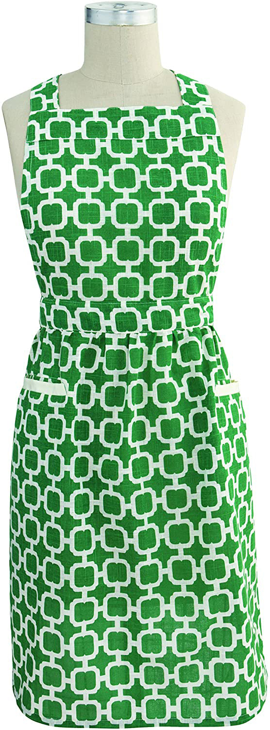 Malachite Emerald Green & White Geometric Design Apron