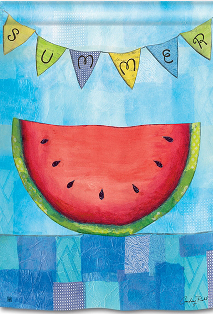 Summertime Watermelon Slice Large Flag